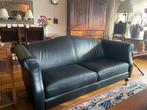 Zwart Leren klassieke bank, Huis en Inrichting, Banken | Bankstellen, Ophalen, Zo goed als nieuw, 75 tot 100 cm, Tweepersoons