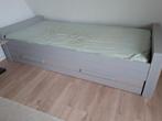 Woood bed grijs met lade, Gebruikt, Lattenbodem, 85 tot 100 cm, Ophalen