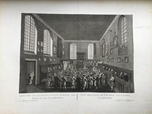Amsterd Doorluchtige School Agnietenkapel - P Fouquet - 1783, Antiek en Kunst, Kunst | Etsen en Gravures, Verzenden