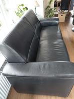 Gratis zwart leren bank, Ophalen, Gebruikt, 75 tot 100 cm, 200 tot 250 cm