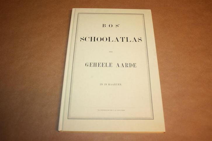 Bos Schoolatlas der Geheele Aarde - Facsimile 1877 !!, Boeken, Atlassen en Landkaarten, Zo goed als nieuw, Landkaart, Nederland