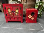 chinese sieraden kastjes kist chinees set handbeschilderd, Verburgt Vintage, Gebruikt, Ophalen of Verzenden, https://verburgtvintage.nl/#contact