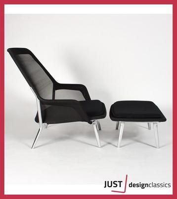 Vitra Slow Chair & Ottoman Zwart Tricot  (voorraad:2) beschikbaar voor biedingen