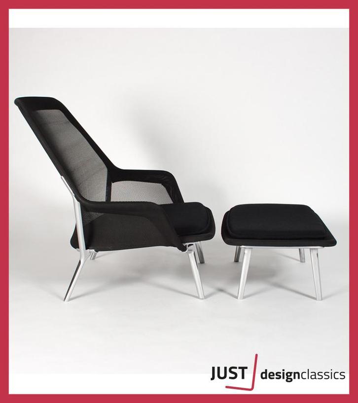 Vitra Slow Chair & Ottoman Zwart Tricot  (voorraad:2), Huis en Inrichting, Fauteuils, Zo goed als nieuw, Ophalen of Verzenden