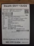 MSI Stealth GS77 (12UGS-034NL) Gaming Laptop, Computers en Software, Windows Laptops, Met videokaart, 2 tot 3 Ghz, Ophalen of Verzenden