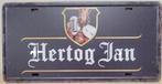 Hertog Jan zwart logo license plate reclamebord van metaal, Verzamelen, Biermerken, Ophalen of Verzenden, Nieuw, Reclamebord, Plaat of Schild