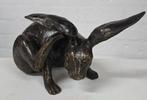 HAAS KRABT AAN OOR / bronzen beeld, Nieuw, Info@huisentuindecoratiemarie.nl, Huis en tuin decoratie marie, Dierenbeeld