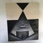 zwart wit grijs abstract modern kunst schilderij 180*150 cm, Antiek en Kunst, Ophalen