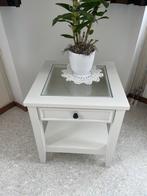 Witte Bijzettafel met Glasplaat, Huis en Inrichting, Tafelonderdelen, Ophalen, Kunststof, Vierkant, Minder dan 50 cm