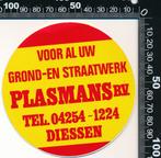 Sticker: Plasman - Grond en Straatwerk - Diessen, Ophalen of Verzenden, Zo goed als nieuw, Bedrijf of Vereniging