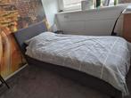 Stof antraciet eenpersoonsbed zgan, Huis en Inrichting, Ophalen, 90 cm, Eenpersoons, Zo goed als nieuw