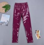 Wijnrode glimmende legging wetlook leren lak broek dames, Verzenden, Nieuw, Rood