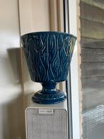 Blauwe vintage bloempot, Rond, Ophalen of Verzenden, Zo goed als nieuw, Minder dan 25 cm