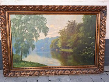Groot schilderij 1m50x1m van W Hammer 1923 beschikbaar voor biedingen