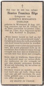 Henrica Fr. Hilge 1881 Wichmond + 1948 Leesten, 67 jaar, Verzenden