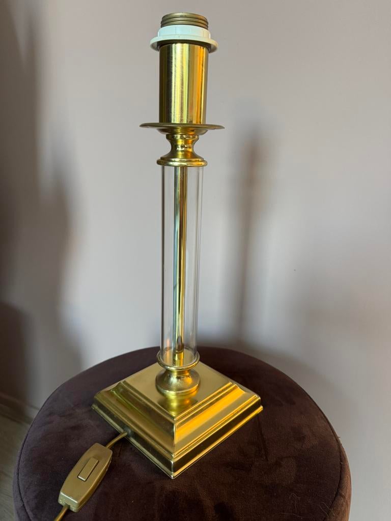 Vintage Sölken Leuchten Messing & Lucite Lamp (40cm), Huis en Inrichting, Lampen | Tafellampen, Zo goed als nieuw, Minder dan 50 cm