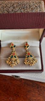 Traditionele,Indonesische,ajour oorbellen,emaille cloisonné., Ophalen of Verzenden, Overige materialen, Oorbellen, Verguld