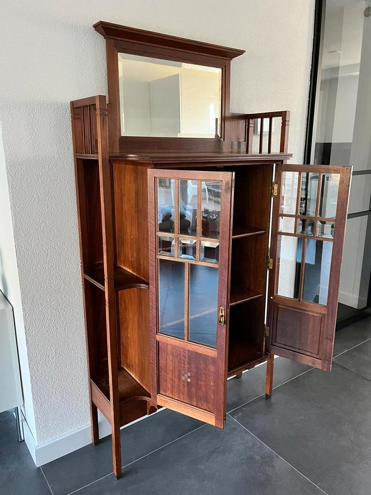 Vitrinekast - Art Nouveau / Jugendstil ca. 1900, Huis en Inrichting, Kasten | Vitrinekasten, Gebruikt, 150 tot 200 cm, 50 tot 100 cm