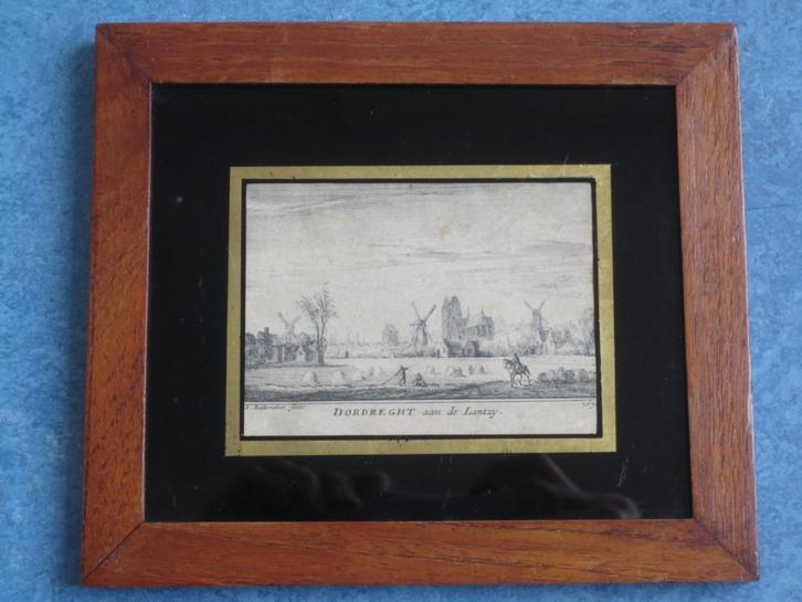 Dordreght aan de Lantzy 1650 -kopergravure van A.Rademaker, Antiek en Kunst, Kunst | Etsen en Gravures, Ophalen of Verzenden