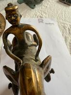 Antiek Bronzen Beeld Man op Olifant, Ophalen of Verzenden, Brons