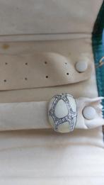 CAMILLE LUCIE RING: bolvorm beige met strass steentjes, Gebruikt, Ophalen of Verzenden, Dame, Zilver