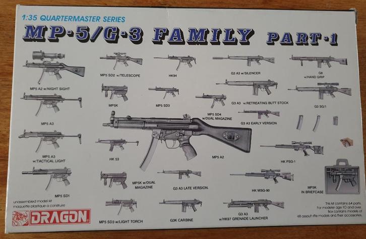 Dragon 1/35 3803 MP-5 / G-3 Family gun Heckler & Koch, Hobby en Vrije tijd, Modelbouw | Figuren en Diorama's, Nieuw, Diorama, 1:35 tot 1:50
