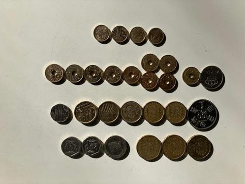 28 munten Spanje 1980-1999 en een 1000 peseta's biljet, Postzegels en Munten, Munten | Europa | Niet-Euromunten, Losse munt, Overige landen