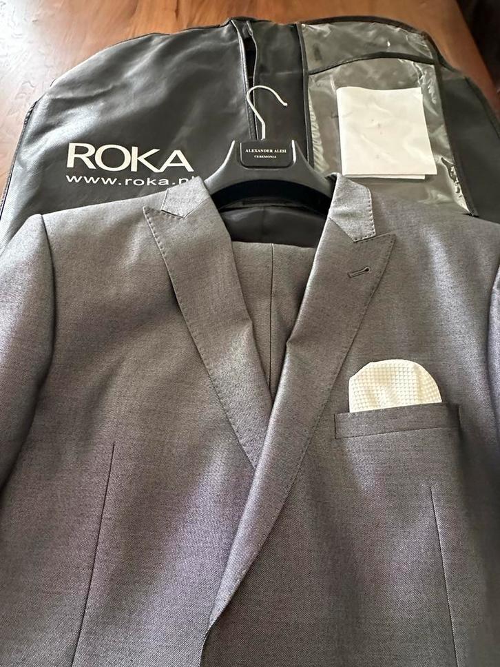 Stijlvol Alexander Alesi Trouwpak, Kleding | Heren, Kostuums en Colberts, Zo goed als nieuw, Maat 52/54 (L), Grijs, Ophalen of Verzenden