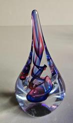 Glaskunst glazen druppel blauw rood design, Ophalen of Verzenden