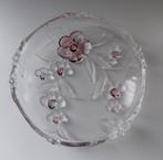 Glazen schaaltje met roze bloemen., Ophalen, Schaal, Rond, Glas
