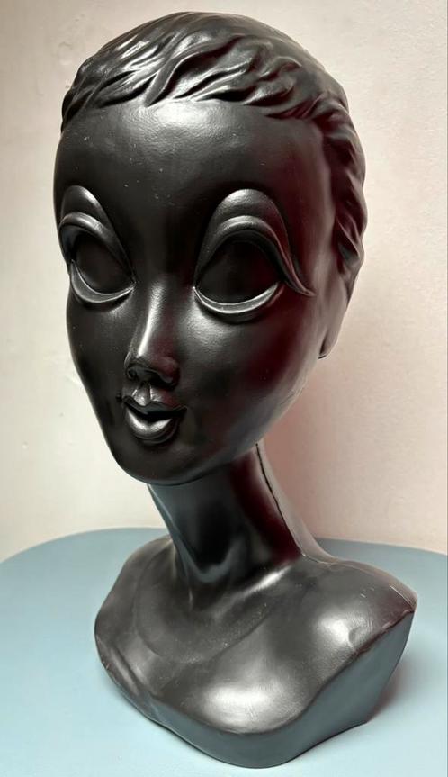 Vintage retro twiggy hoofd hoedenhoofd kunststof zwart, Verzamelen, Retro, Overige typen, Verzenden