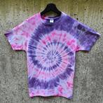 Paars - roze spiral tie dye kat patch t-shirt unisex maat S, Spiral Creaties, Nieuw, Ophalen of Verzenden, Roze