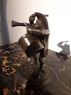 PRACHTIG ANTIEK BRONZEN BEELD van TROMMELAAR met TOETER, Ophalen of Verzenden, Brons