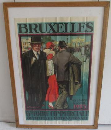 art deco affiche met dame Foire Commerciale Brux 1925 beschikbaar voor biedingen