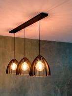 Stalen driedelige hanglamp, Huis en Inrichting, Ophalen, Zo goed als nieuw, Metaal, Minder dan 50 cm