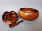 Retro Vintage houten pinda set snack schaal Mid Century, Verzamelen, Verzenden, Huis en Inrichting
