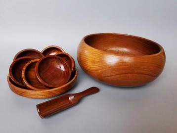 Retro Vintage houten pinda set snack schaal Mid Century  beschikbaar voor biedingen