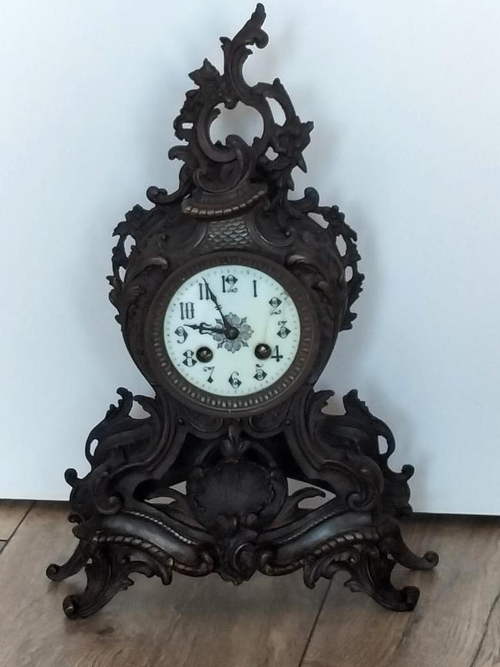 Antieke Pendule met Ornamenten, Antiek en Kunst, Antiek | Klokken, Ophalen of Verzenden