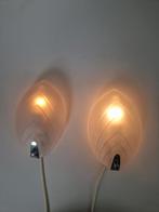 Een paar blad schelp vormige vintage wandlampen, Huis en Inrichting, Onbekend, Ophalen of Verzenden, Glas, Onbekend