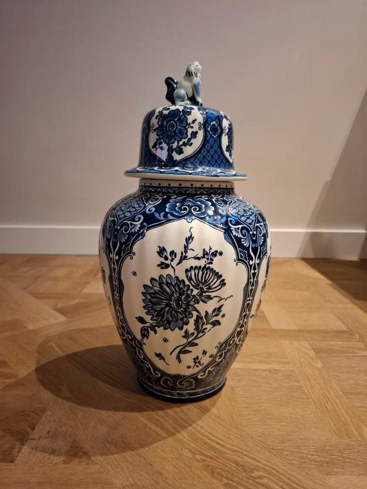 Royal Sphinx Boch Delftsblauwe Vaas met Deksel, Antiek en Kunst, Antiek | Keramiek en Aardewerk, Ophalen of Verzenden