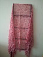 Vintage roze sjaal met bloemenprint, Onbekend, Verzenden, Zo goed als nieuw
