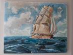 Schilderij zeegezicht met schip, Antiek en Kunst, Kunst | Schilderijen | Klassiek, Ophalen of Verzenden