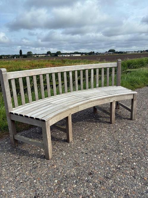 halfronde teakhouten tuinbank Teak&Garden, Tuin en Terras, Tuinbanken, Zo goed als nieuw, Teakhout, Ophalen