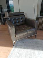 Donkerbruine leren IKEA fauteuil met neksteun, Gebruikt, 75 tot 100 cm, Ophalen of Verzenden, Tijdloos