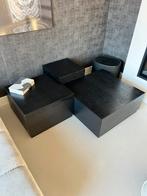 Woood bijzettafels 3stuks zwart houtnerf, 45 tot 60 cm, Minder dan 55 cm, Vierkant, Ophalen of Verzenden