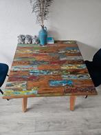 Unieke Eettafel met Houten Blad, Huis en Inrichting, Tafels | Eettafels, Ophalen, Eikenhout, Zo goed als nieuw, 100 tot 150 cm