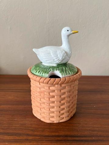 Vintage potje met eend deksel suiker jam honing retro beschikbaar voor biedingen