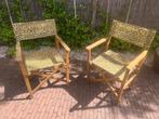2 Regisseursstoelen met Panterprint, Huis en Inrichting, Stoelen, Ophalen, Twee, Overige kleuren, Vintage - Industrieel - Hout