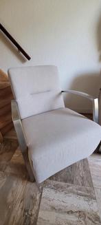 Set Fauteuil Stoelen - Beige Stof & RVS Frame, Huis en Inrichting, Stoelen, Ophalen, Twee, Zo goed als nieuw, Metaal