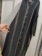 Zwart lang bohème jurk Ibiza chique M L zwart met gouddraad, Zwart, Maat 42/44 (L), Zo goed als nieuw, White icy